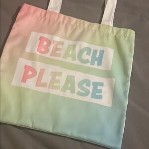 'Beach Please' Print Pastel Tote Bag  NWOT
